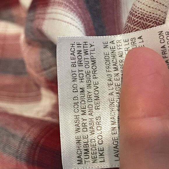 Dockers Mens Plaid Long Sleeve Cotton Button Up Shirt Red White Large - Picture 6 of 7